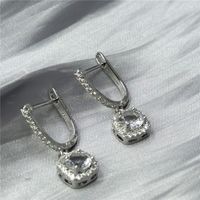 1 Pair Elegant Classic Style Square Inlay Alloy Zircon Drop Earrings main image 6