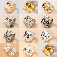 Personality Jewelry Cartoon Love Couple Ring Geometric Letter Ring Set main image 1