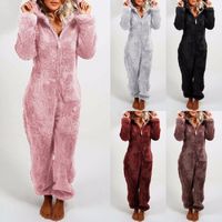 Women's Home Casual Cute Solid Color Full Length Zipper Jumpsuits main image 1