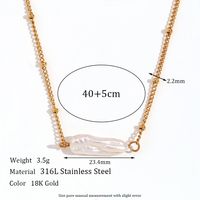 Vintage Style Geometric Stainless Steel Pearl Plating 18k Gold Plated Bracelets Necklace sku image 2