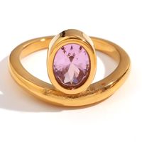 Elegant Vintage Style Classic Style Oval Stainless Steel Plating Inlay Zircon 18k Gold Plated Rings sku image 5