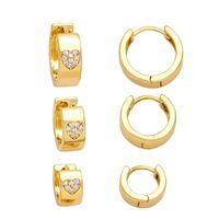 1 Pair Elegant Lady Simple Style Heart Shape Plating Inlay Copper Zircon 18k Gold Plated Earrings main image 1