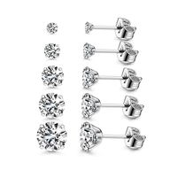 From  European And American Foreign Trade Six-claw 5-pair Storage Ear Studs Men's And Women's Fashion Colorful Zircon Earrings sku image 10