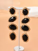 1 Pair Simple Style Round Inlay Alloy Plastic Rhinestones Drop Earrings sku image 1
