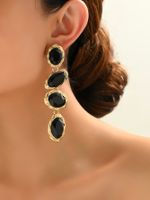 1 Pair Simple Style Round Inlay Alloy Plastic Rhinestones Drop Earrings main image 4