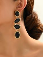 1 Pair Simple Style Round Inlay Alloy Plastic Rhinestones Drop Earrings main image 2