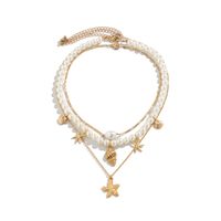 Wholesale Jewelry Beach Simple Style Irregular Starfish Conch Alloy Iron Copper Rhinestones Inlay Necklace main image 3