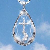 Großhandel Schmuck Einfacher Stil Wassertropfen Legierung Eisen Strasssteine Glas Überzug Inlay Halskette Mit Anhänger main image 3