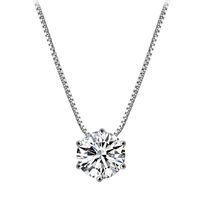 Elegant Round Copper White Gold Plated Zircon Solitaire Necklace In Bulk main image 3
