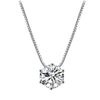 Elegant Round Copper White Gold Plated Zircon Solitaire Necklace In Bulk main image 5