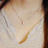 Elegant Round Copper White Gold Plated Zircon Solitaire Necklace In Bulk main image 1