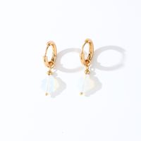1 Pair Casual Sweet Simple Style Four Leaf Clover Plating 304 Stainless Steel Natural Stone Gold Plated Drop Earrings main image 4