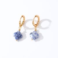 1 Pair Casual Sweet Simple Style Four Leaf Clover Plating 304 Stainless Steel Natural Stone Gold Plated Drop Earrings main image 5