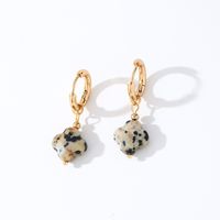 1 Pair Casual Sweet Simple Style Four Leaf Clover Plating 304 Stainless Steel Natural Stone Gold Plated Drop Earrings main image 3