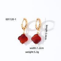 1 Pair Casual Sweet Simple Style Four Leaf Clover Plating 304 Stainless Steel Natural Stone Gold Plated Drop Earrings sku image 1