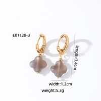 1 Pair Casual Sweet Simple Style Four Leaf Clover Plating 304 Stainless Steel Natural Stone Gold Plated Drop Earrings sku image 2