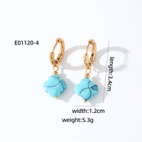 1 Pair Casual Sweet Simple Style Four Leaf Clover Plating 304 Stainless Steel Natural Stone Gold Plated Drop Earrings sku image 6