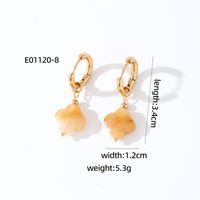 1 Pair Casual Sweet Simple Style Four Leaf Clover Plating 304 Stainless Steel Natural Stone Gold Plated Drop Earrings sku image 9