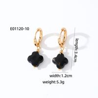 1 Pair Casual Sweet Simple Style Four Leaf Clover Plating 304 Stainless Steel Natural Stone Gold Plated Drop Earrings sku image 7