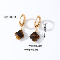 1 Pair Casual Sweet Simple Style Four Leaf Clover Plating 304 Stainless Steel Natural Stone Gold Plated Drop Earrings sku image 11