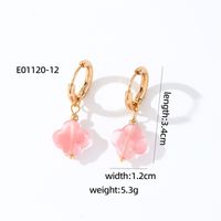 1 Pair Casual Sweet Simple Style Four Leaf Clover Plating 304 Stainless Steel Natural Stone Gold Plated Drop Earrings sku image 9