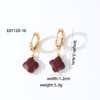 1 Pair Casual Sweet Simple Style Four Leaf Clover Plating 304 Stainless Steel Natural Stone Gold Plated Drop Earrings sku image 14