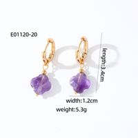 1 Pair Casual Sweet Simple Style Four Leaf Clover Plating 304 Stainless Steel Natural Stone Gold Plated Drop Earrings sku image 16
