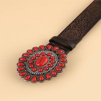 Retro Printing Pu Leather Alloy Plating Women's Leather Belts main image 4