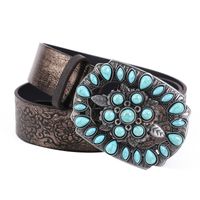 Retro Solid Color Pu Leather Alloy Women's Leather Belts sku image 2