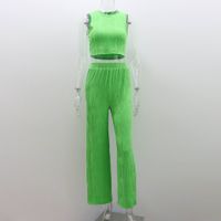 Women's Casual Solid Color Polyester Pants Sets sku image 8
