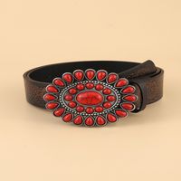 Retro Printing Pu Leather Alloy Plating Women's Leather Belts main image 3