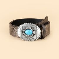 Retro Printing Pu Leather Alloy Plating Women's Leather Belts main image 2