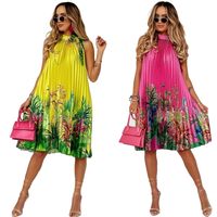 Women's Swing Dress Bohemian Standing Collar Printing Sleeveless Plant Maxi Long Dress Knee-length Holiday Travel main image 3