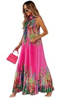 Women's Swing Dress Bohemian Standing Collar Printing Sleeveless Plant Maxi Long Dress Knee-length Holiday Travel main image 2