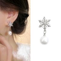 1 Pair Modern Style Snowflake Inlay Artificial Crystal Artificial Gemstones Drop Earrings main image 5