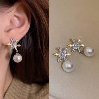 1 Pair Modern Style Snowflake Inlay Artificial Crystal Artificial Gemstones Drop Earrings main image 4
