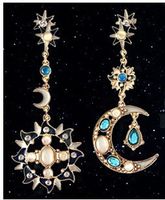 1 Pair Sweet Moon Plating Inlay Alloy Artificial Gemstones Drop Earrings main image 2