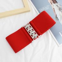Simple Style Solid Color Alloy Elastic Band Women's Woven Belts sku image 1