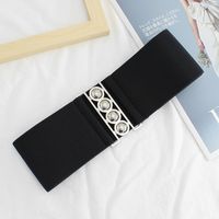 Simple Style Solid Color Alloy Elastic Band Women's Woven Belts sku image 3
