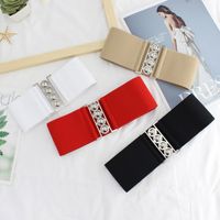 Simple Style Solid Color Alloy Elastic Band Women's Woven Belts main image 2