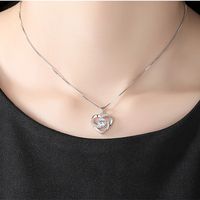 Simple Style Heart Shape Sterling Silver Inlay Artificial Gemstones Pendant Necklace main image 4