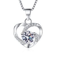 Simple Style Heart Shape Sterling Silver Inlay Artificial Gemstones Pendant Necklace main image 3