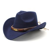 Unisex Retro Cowboy Style Solid Color Flat Eaves Fedora Hat main image 3