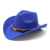 Unisex Retro Cowboy Style Solid Color Flat Eaves Fedora Hat sku image 10