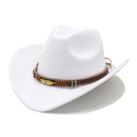 Unisex Retro Cowboy Style Solid Color Flat Eaves Fedora Hat sku image 3