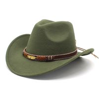 Unisex Retro Cowboy Style Solid Color Flat Eaves Fedora Hat sku image 11
