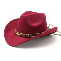 Unisex Retro Cowboy Style Solid Color Flat Eaves Fedora Hat main image 4