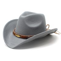 Unisex Retro Cowboy Style Solid Color Flat Eaves Fedora Hat sku image 5