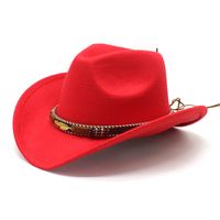 Unisex Retro Cowboy Style Solid Color Flat Eaves Fedora Hat sku image 1