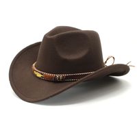 Unisex Retro Cowboy Style Solid Color Flat Eaves Fedora Hat sku image 9